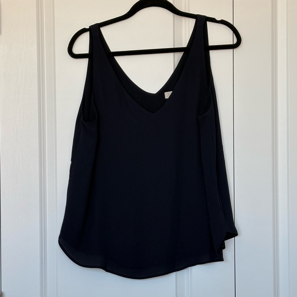 LOFT Navy Sleeveless Crepe Top